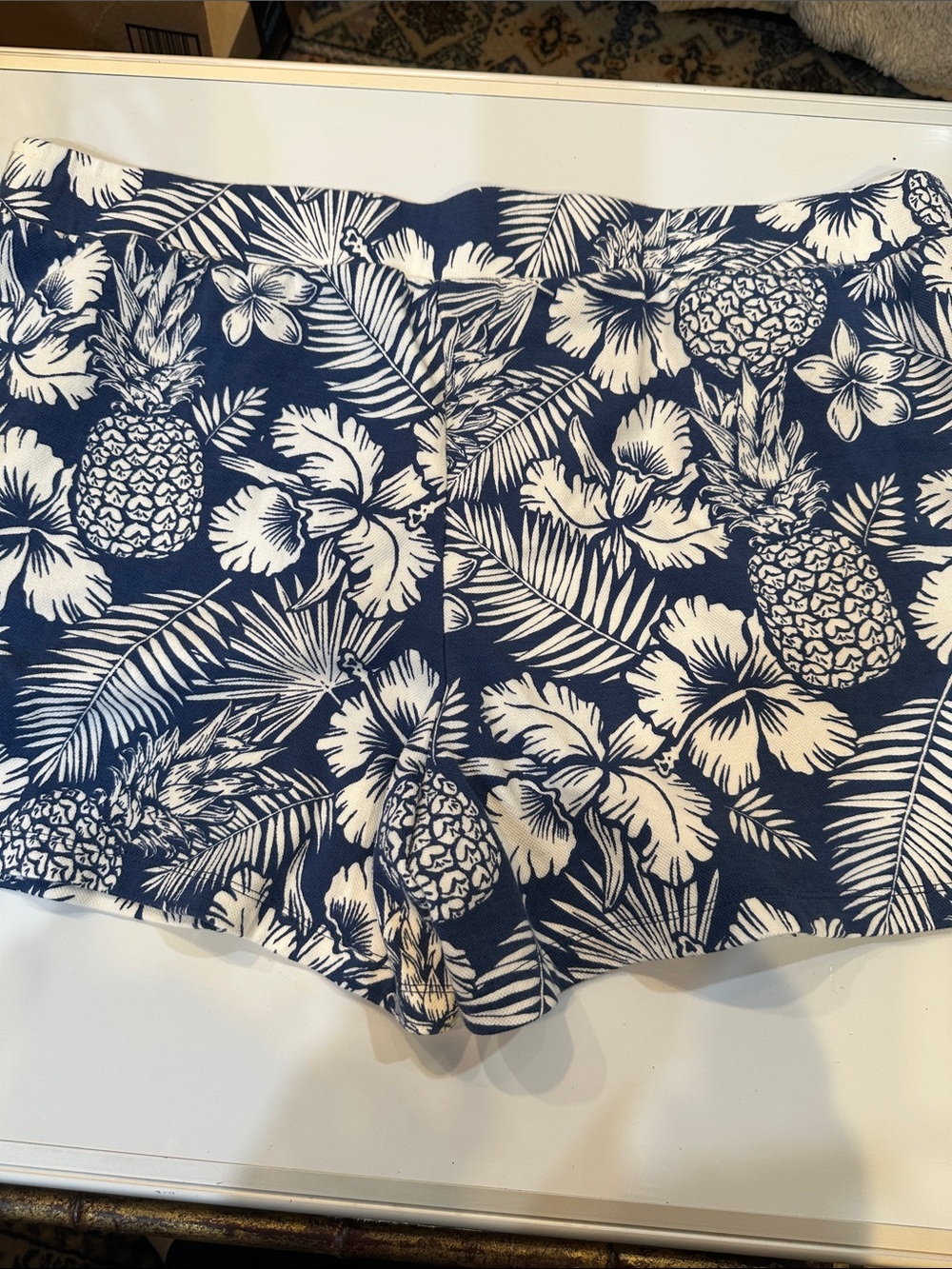 Elle Navy Blue Tropical Pineapple Print Shorts